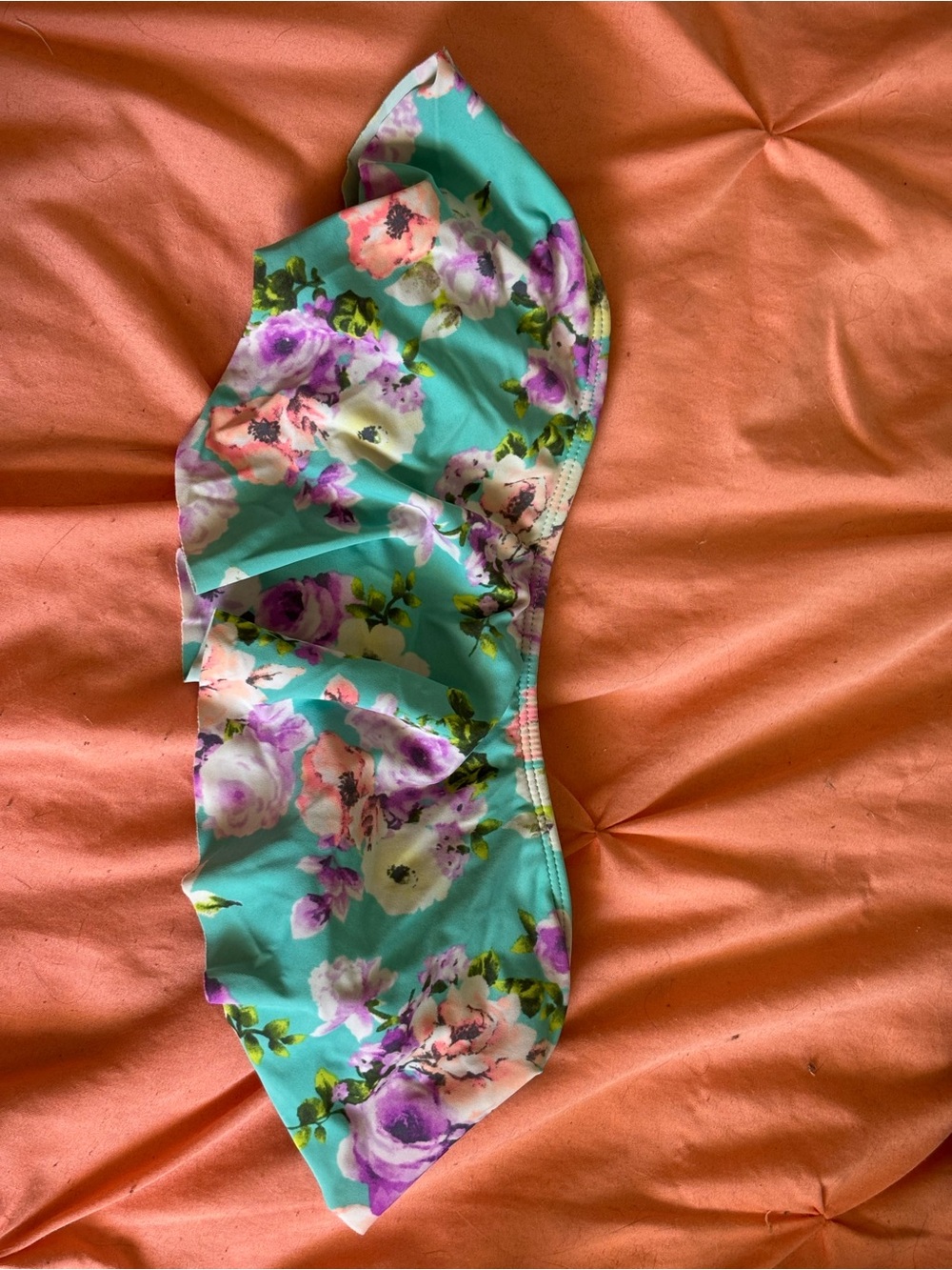 Forever 21 Teal Floral Bandeau Bathing Suit Top